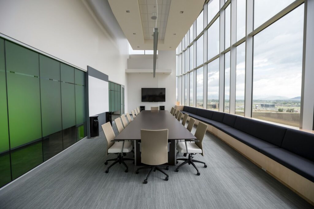 A conference room in an office building