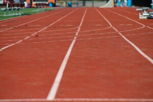 A running track at an indoor sports facility.