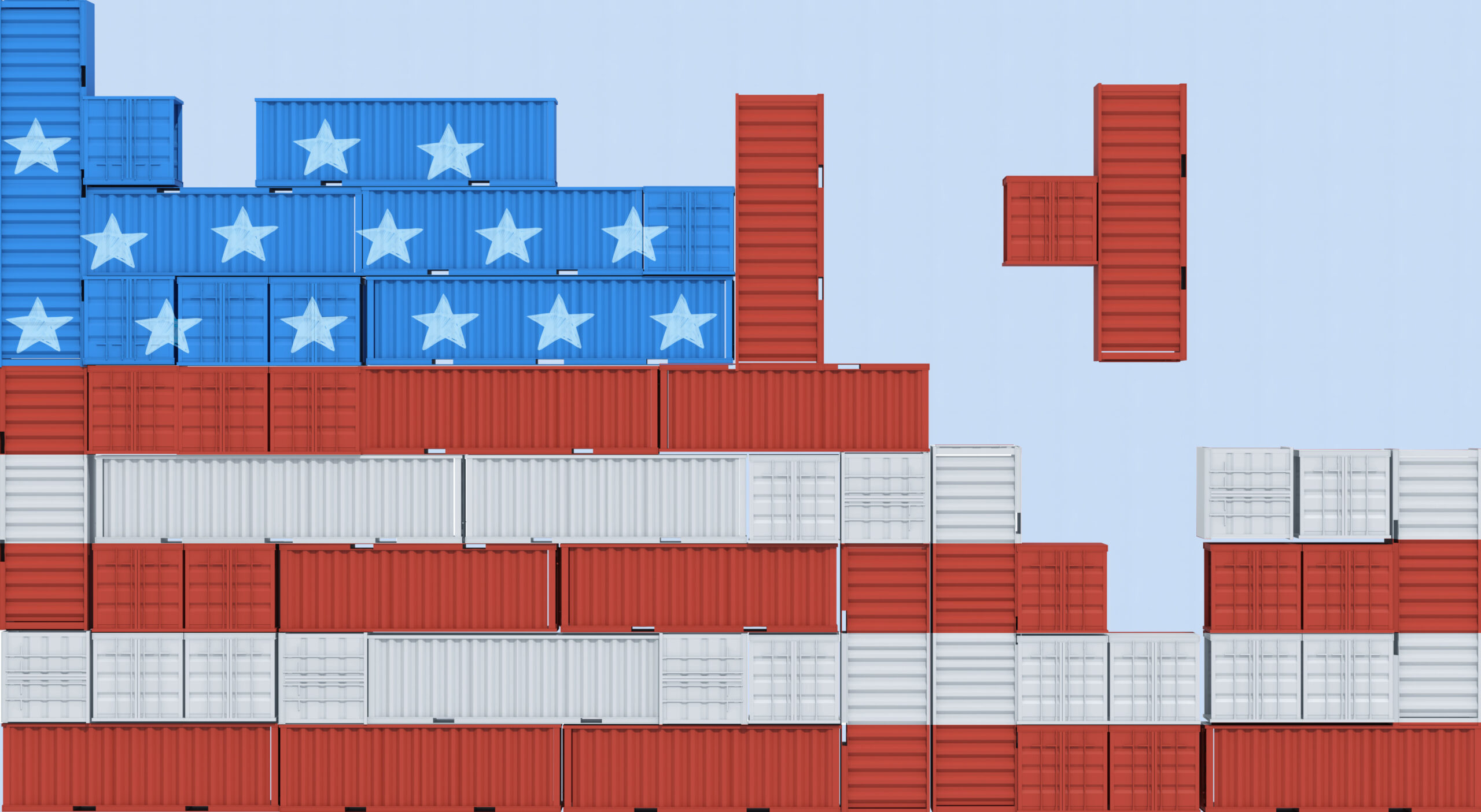 3d illustration concept of USA trade and steel tariffs